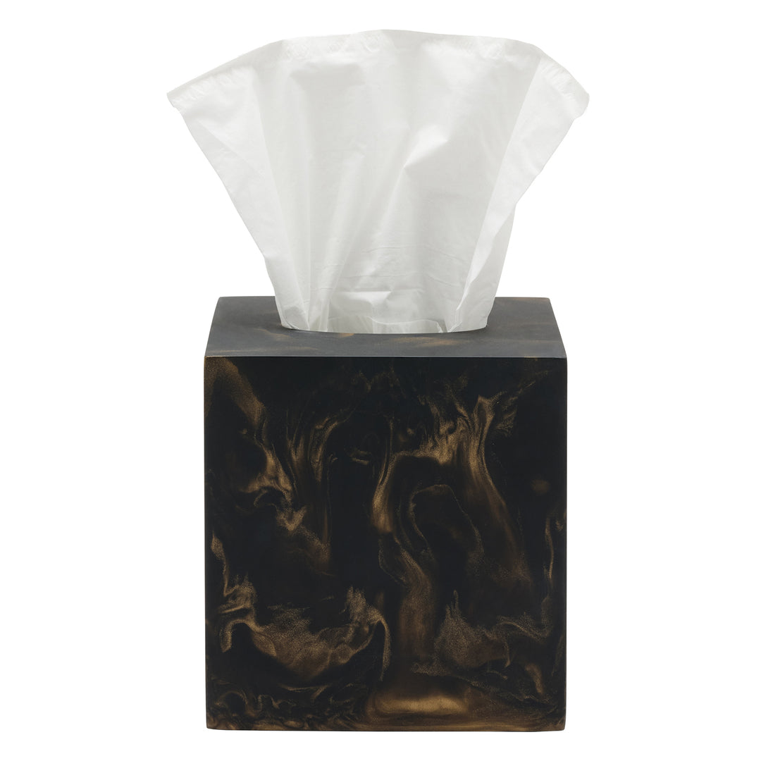 Duluth Black/Gold Swirled Resin Tissue Box Cover