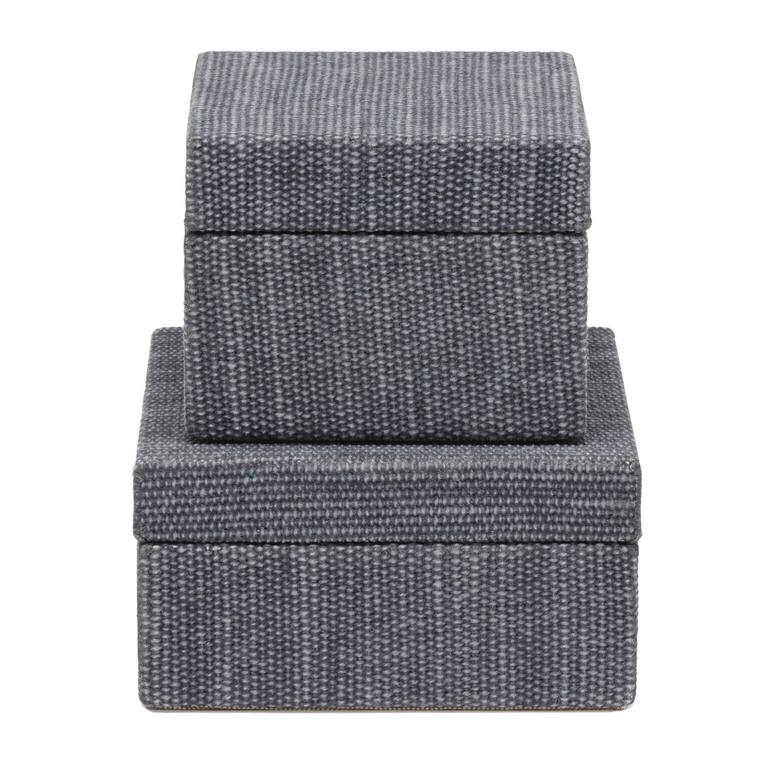 Galway Cotton Jute Square Canisters, Set of 2 (Slate Blue)