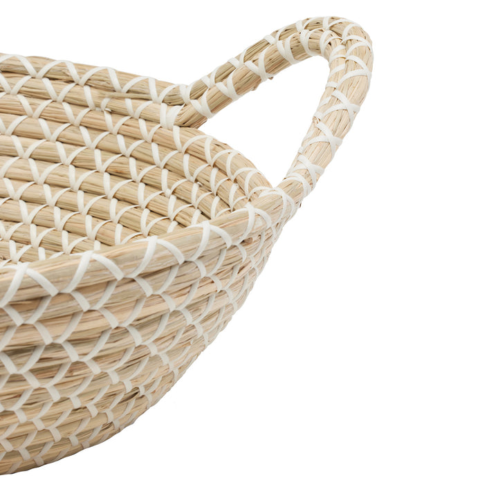 Kendari Natural/White Seagrass Storage Basket Set/2
