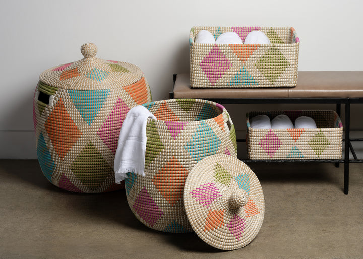 Cora Multicolor Seagrass Storage Baskets Set/2