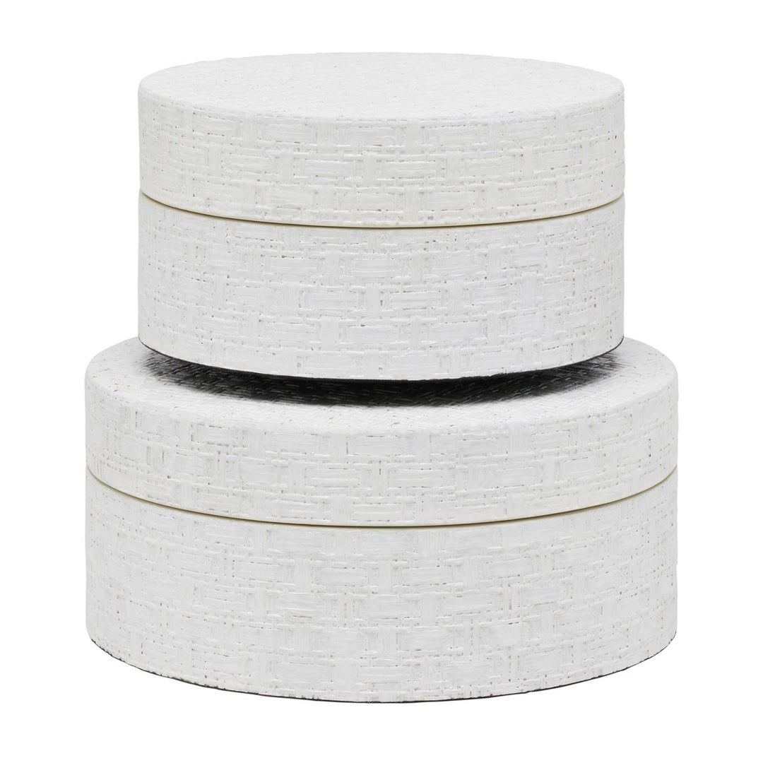 Rosewell Realistic Faux Rattan Canisters Set/2 (Shiny White)