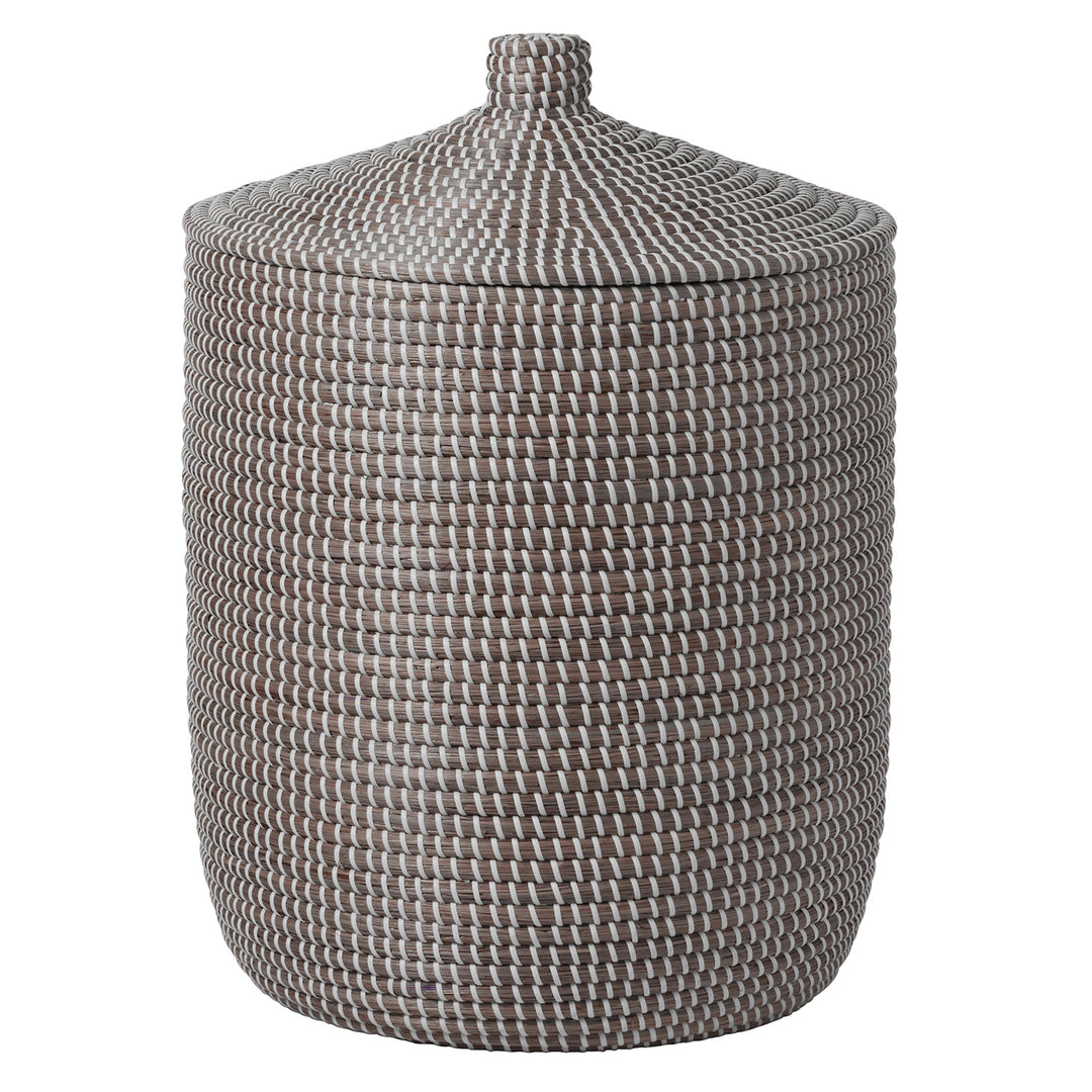Roslyn Seagrass Tall Basket (Gray/White)