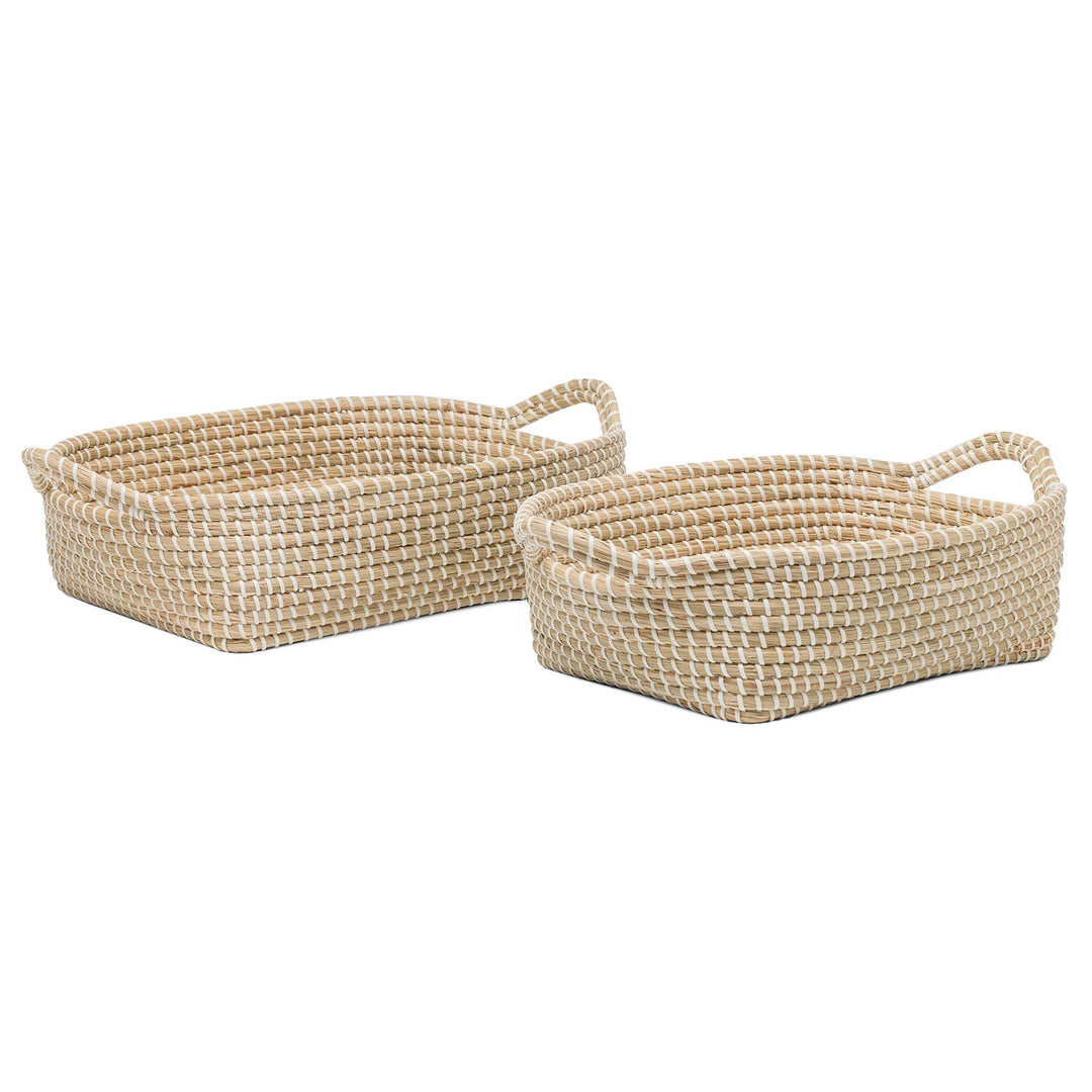 Roslyn Seagrass Storage Baskets (Natural/White)
