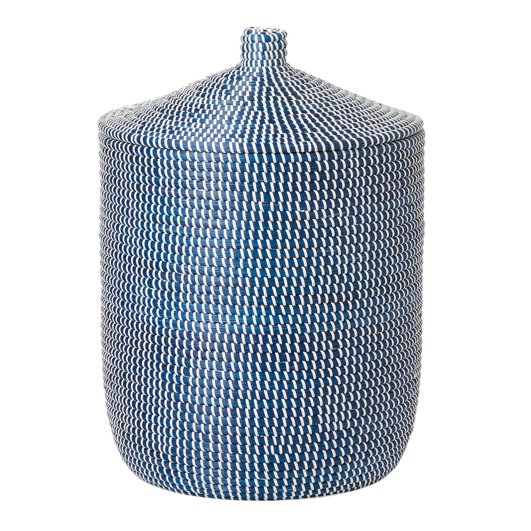 Roslyn Seagrass Tall Basket (Navy/White)