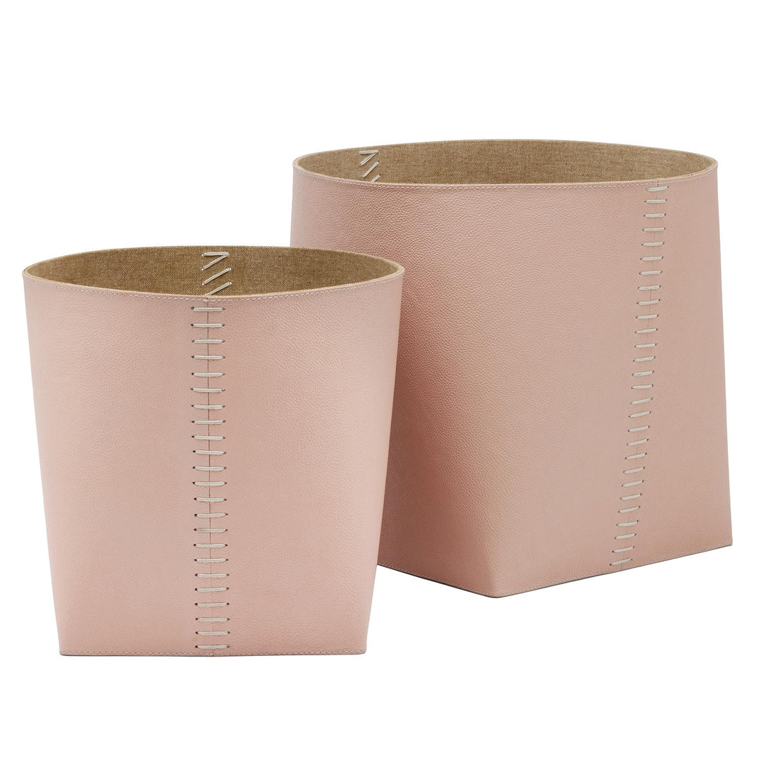 Salo Full-Grain Leather Baskets (Set/2) (Dusty Rose)