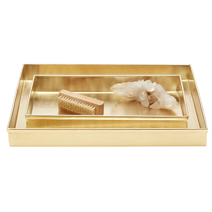 Tiset Gold Etched Stainless Steel Nested Trays Set/2