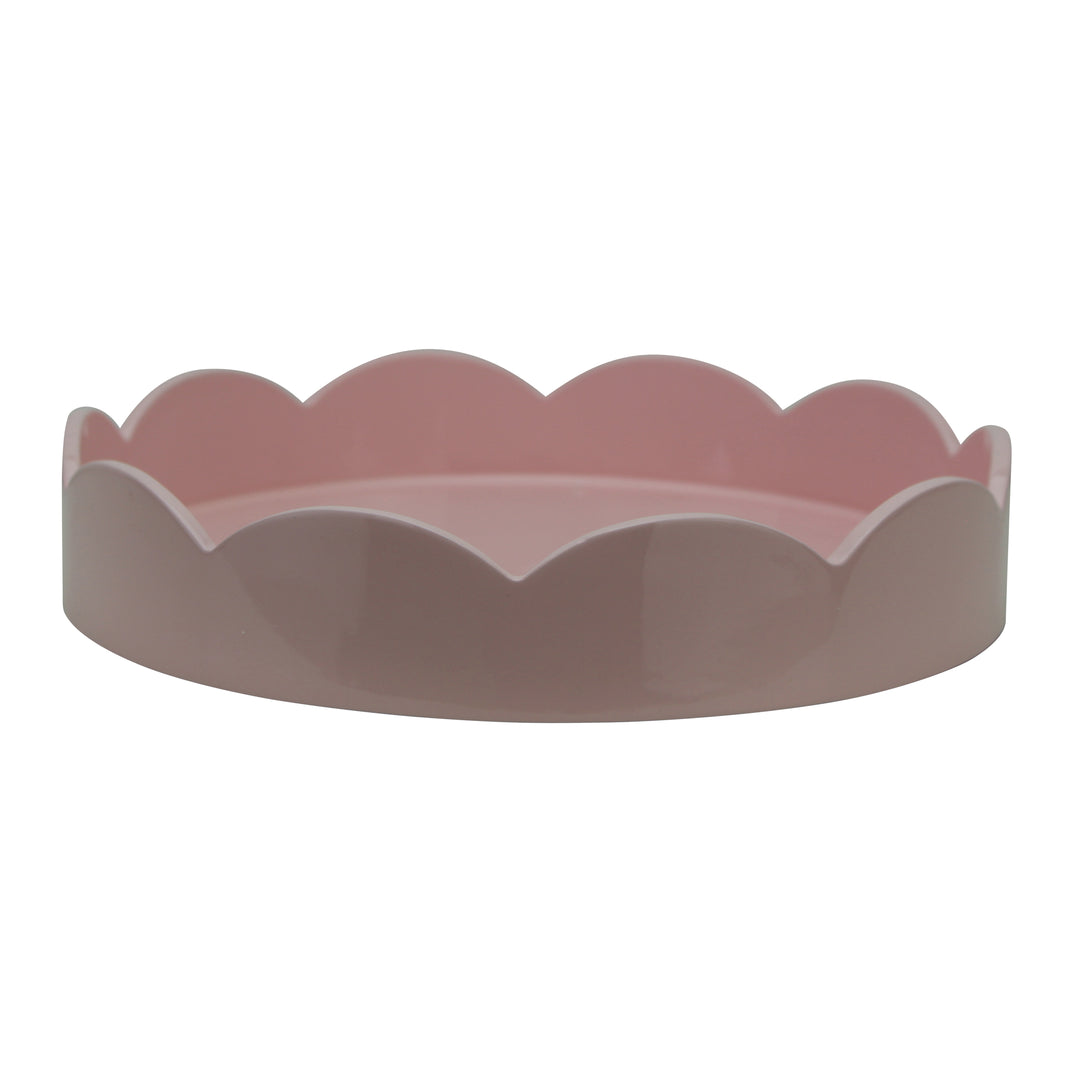 Addison Ross Lacquer Round Scalloped Tray (Pale Pink) 8.5"