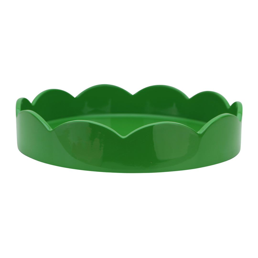 Addison Ross Lacquer Round Scalloped Tray (Leaf Green) 8.5"