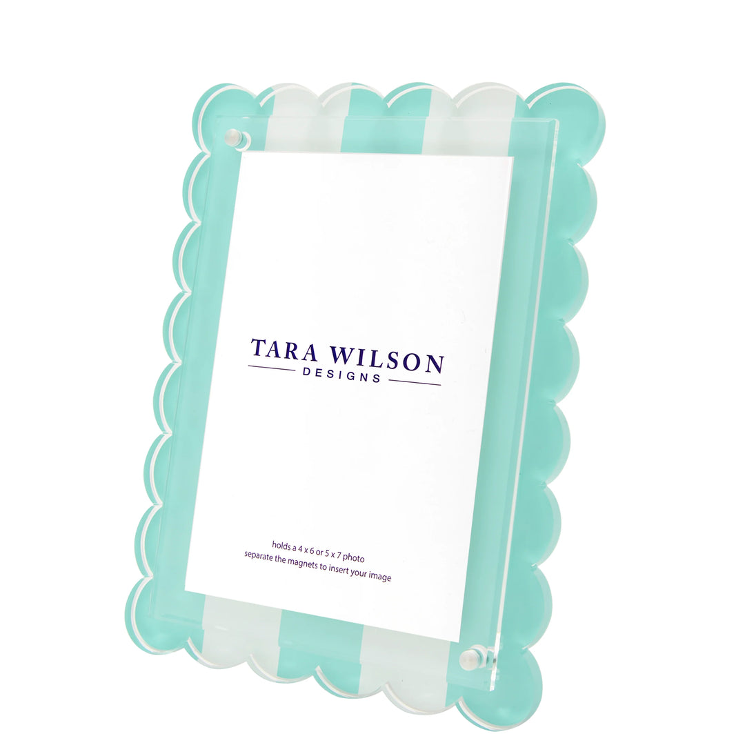 Tara Wilson Designs Scallop Picture Frame (Pastel Turquoise & White Stripe)
