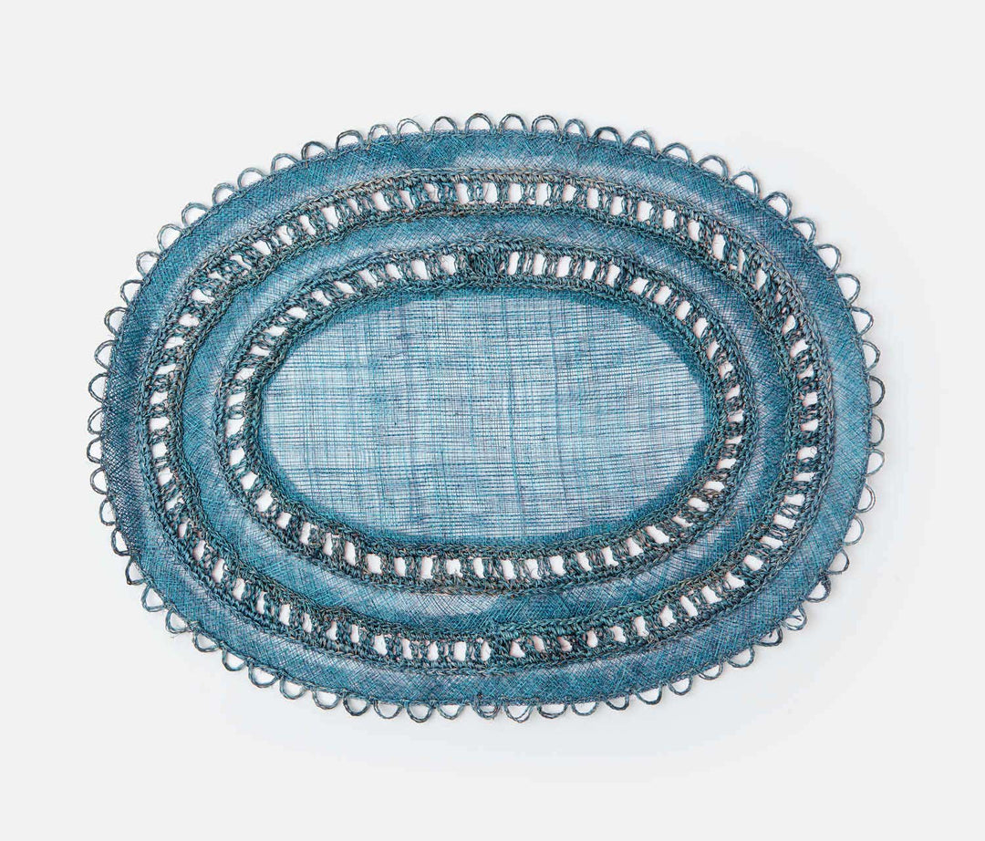 Carmine Abaca Oval Placemats (Deep Blue) Set/4