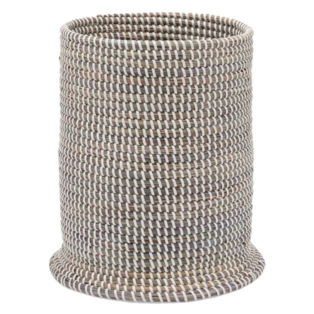 Kythira Seagrass Round Wastebasket (Gray/White)