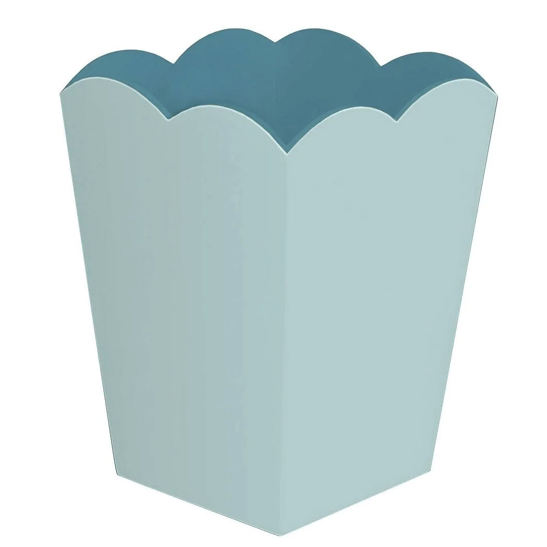 Addison Ross Lacquer Scalloped Waste Bin (Eau De Nil & Turquoise)