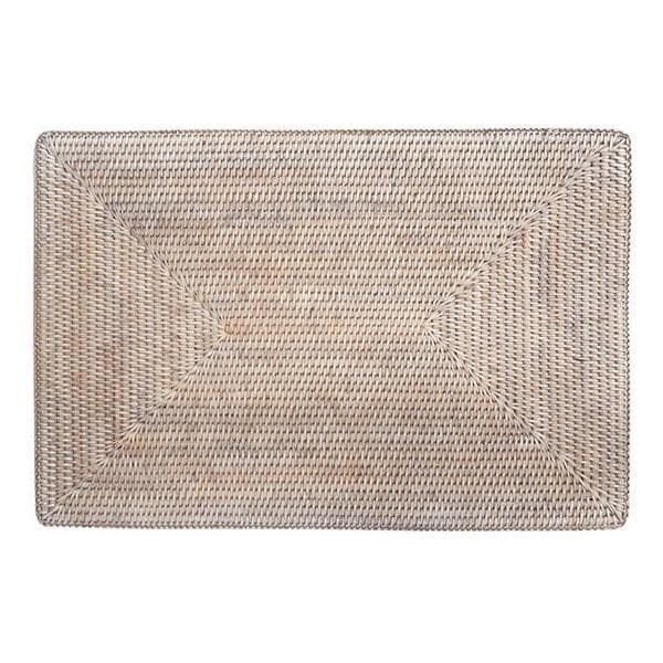 Rectangle White Wash Rattan Placemat (Set/2) - Hudson & Vine