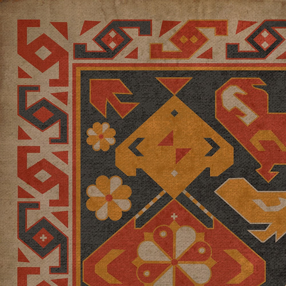 Vintage Vinyl Floorcloth Mats (Williamsburg - Traditional - Paprika)