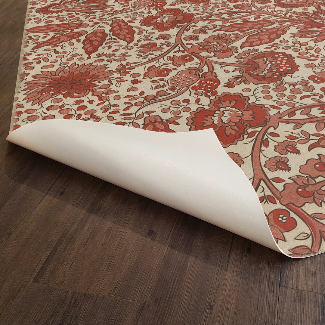 Vintage Vinyl Floorcloth Mat (Williamsburg - Garden Gate - A Bird came down the Walk)