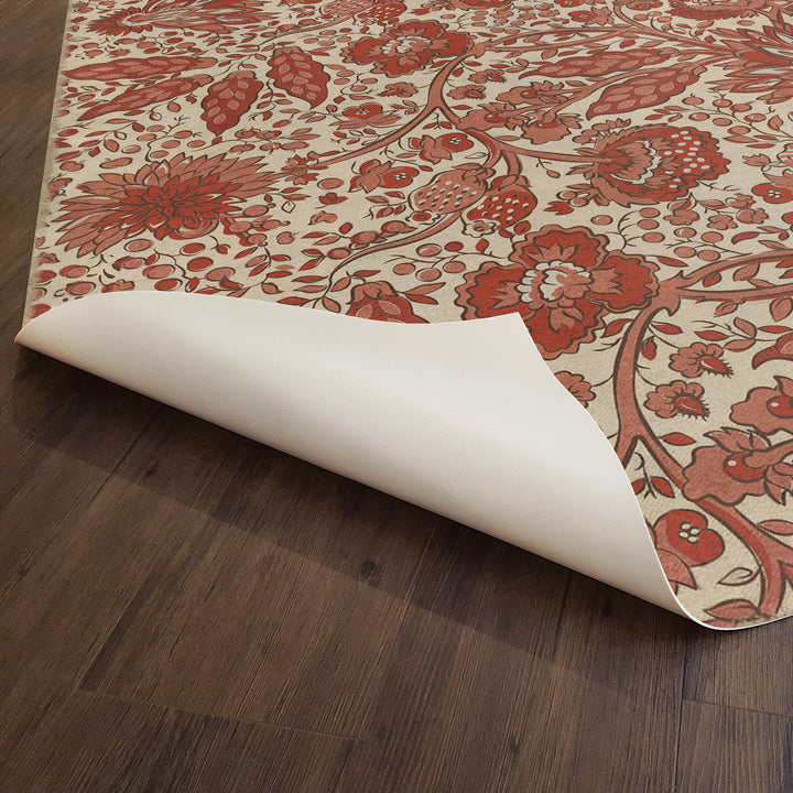 Vintage Vinyl Floorcloth Mat (Williamsburg - Garden Gate - A Bird came down the Walk)