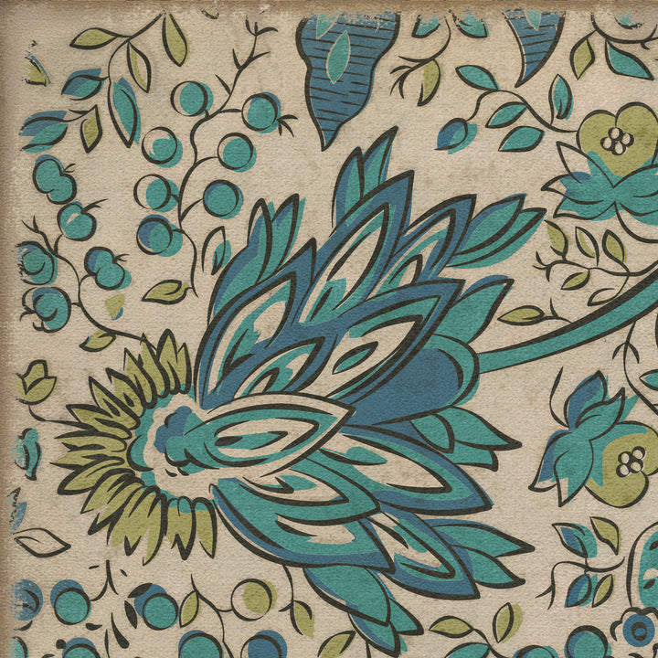 Vintage Vinyl Floorcloth Mat (Williamsburg - Garden Gate - Beneath a Mountains Brow)