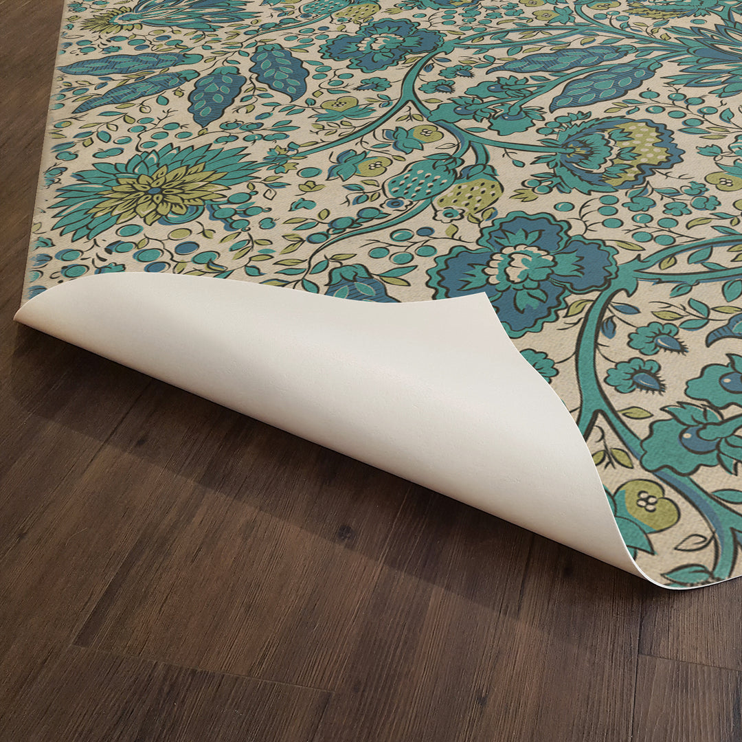 Vintage Vinyl Floorcloth Mat (Williamsburg - Garden Gate - Beneath a Mountains Brow)