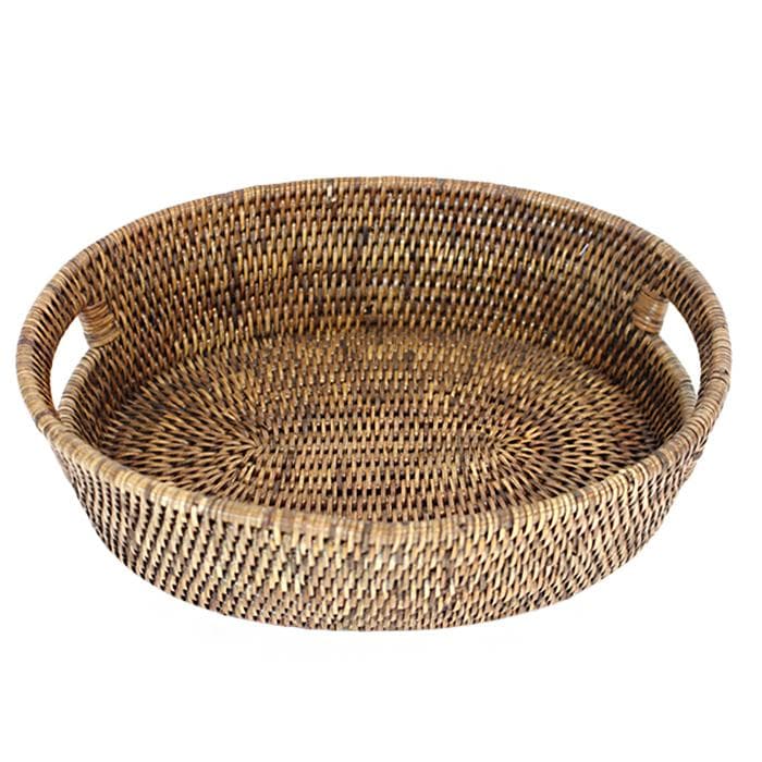 Rattan Oval Bread Basket w/Handle - Hudson & Vine