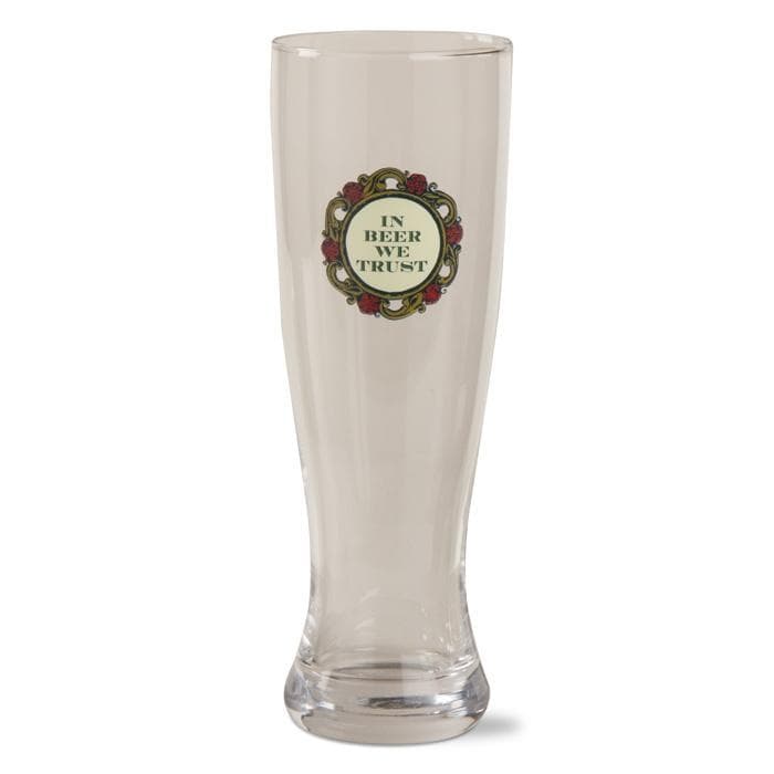 In Beer We Trust Set of eight pilsner glasses.