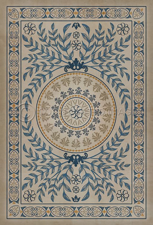 Vintage Vinyl Floorcloth Rug (Pattern 40 Villa DEste)