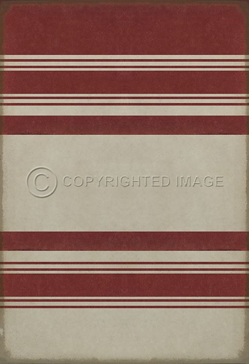 Vintage Vinyl Floorcloth Rug (Pattern 50 Organic Stripes Red And White)