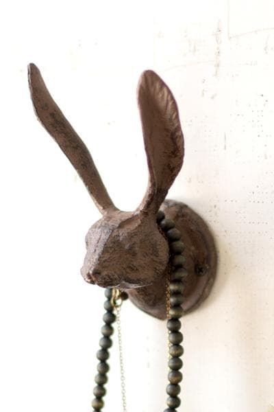 Cast Iron Rabbit Wall Hook - Rustic (Set/2)