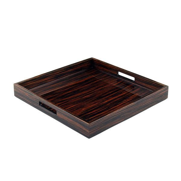 Lacquer Square Tray - Macassar Ebony Inlay