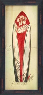 Waikiki Surfboard Framed Art 11" x 26"