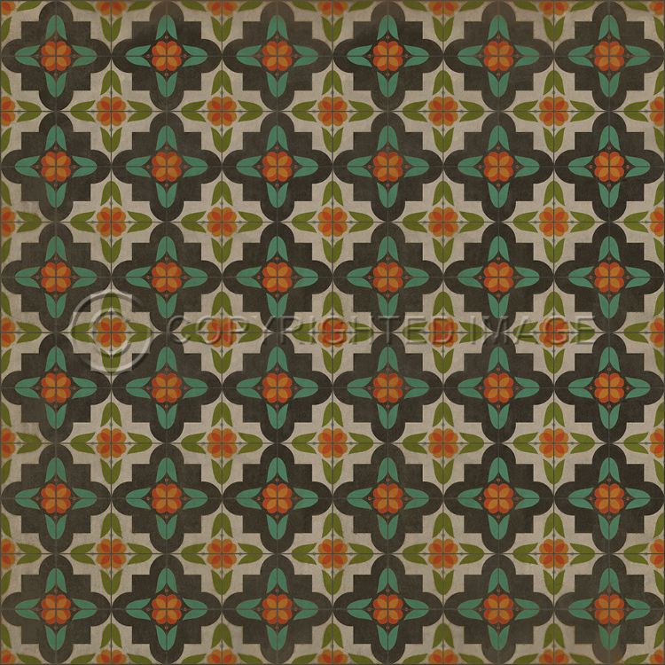Vintage Vinyl Floorcloth Rug (Pattern 33 Anna's Garden)