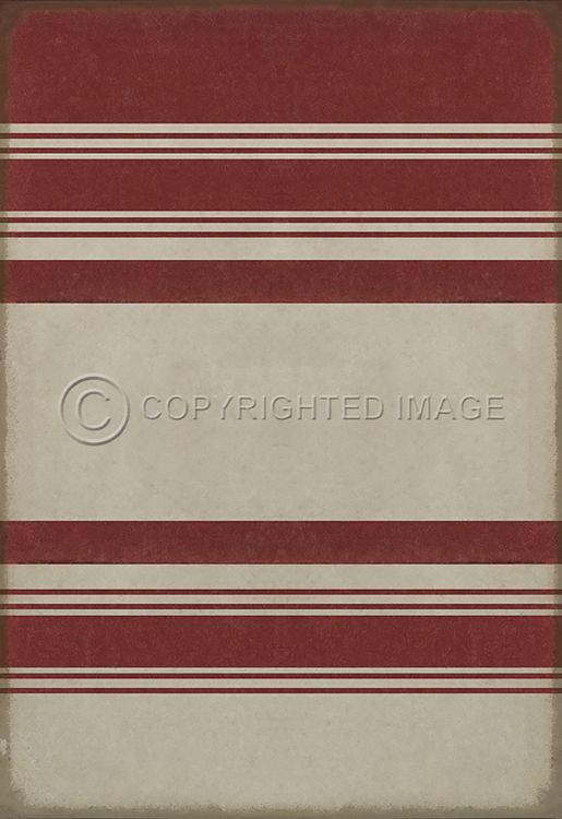 Vintage Vinyl Floorcloth Rug (Pattern 50 Organic Stripes Red And White)