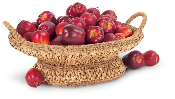 Sweater Weave Palm Leaf Oval Compote Basket