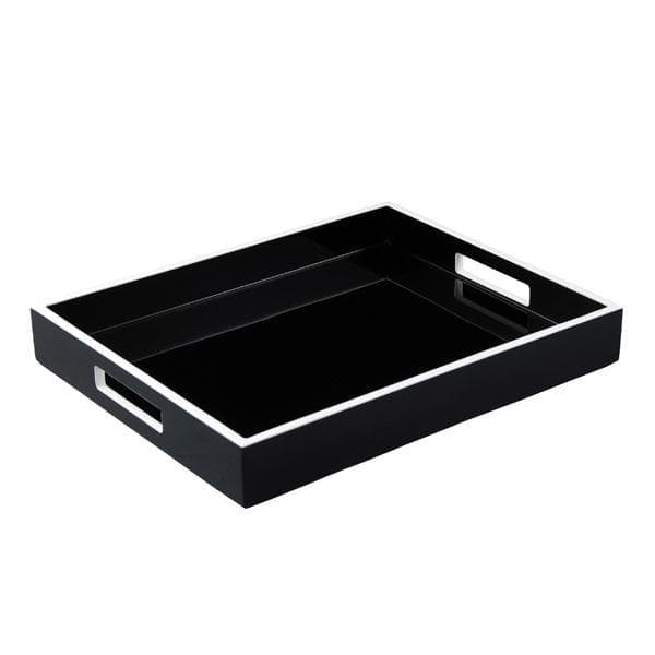 Lacquer Small Rectangle Tray - Black & White