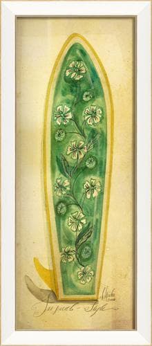 Tropical Style Surfboard Framed Print 11" x 26"