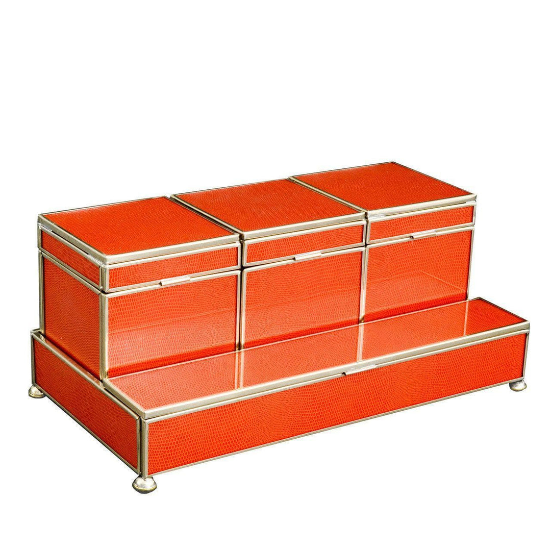 Orange Faux Lizard Three Box Vanity Set