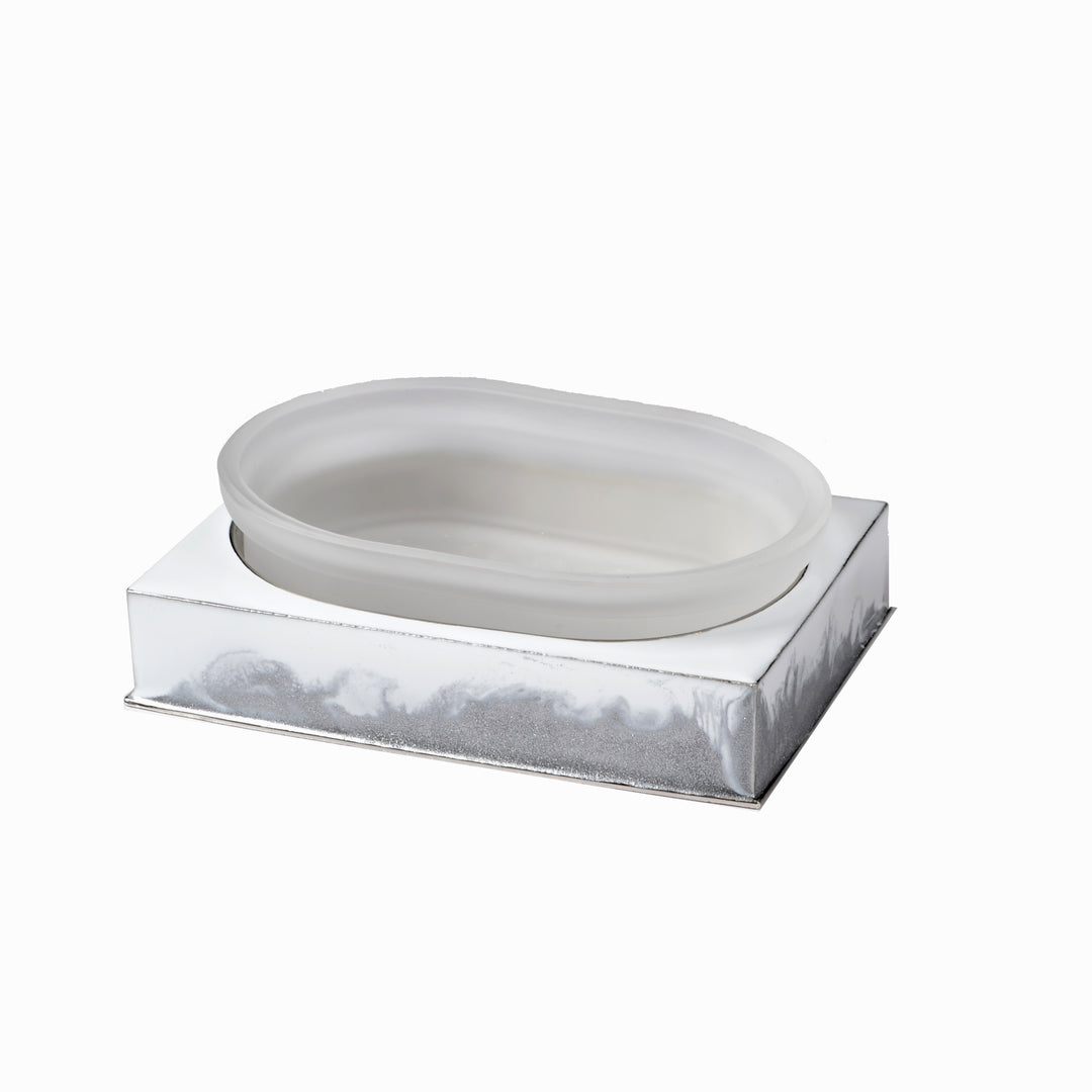 Mike + Ally Lave White / Silver Enamel Bathroom Accessories