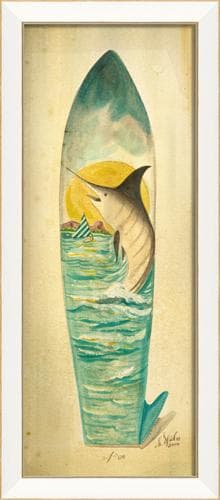 Marlin Surfboard Framed Print 11" x 26"