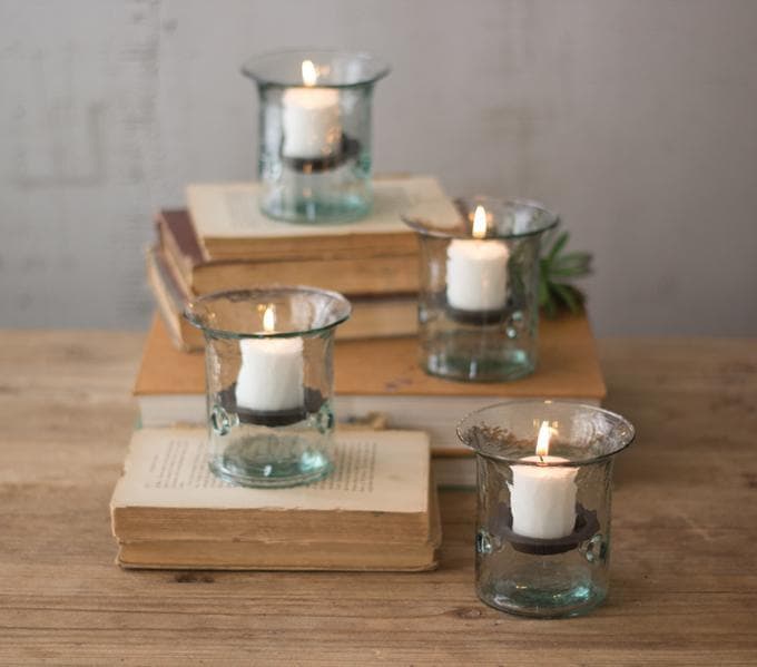 Recycled Glass Mini Votive Cylinder Set/4