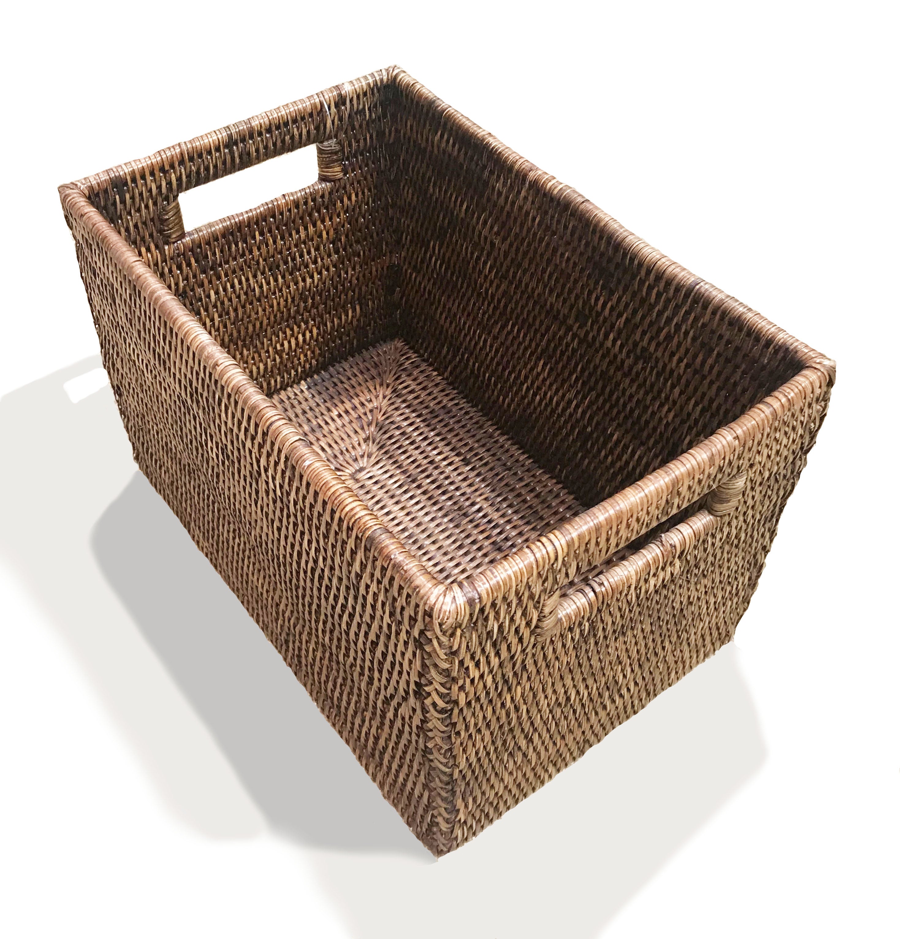 Rattan Tote Rectangular Storage Basket L 33 X W25 X H12 Cm 