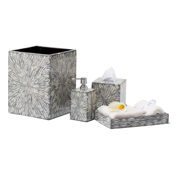 White and Grey Luxury Bath Accessory Sets