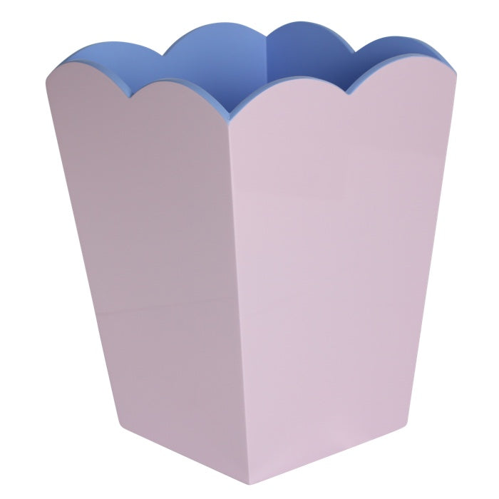 Addison Ross Lacquer Scalloped Waste Bin (Pink & Blue)