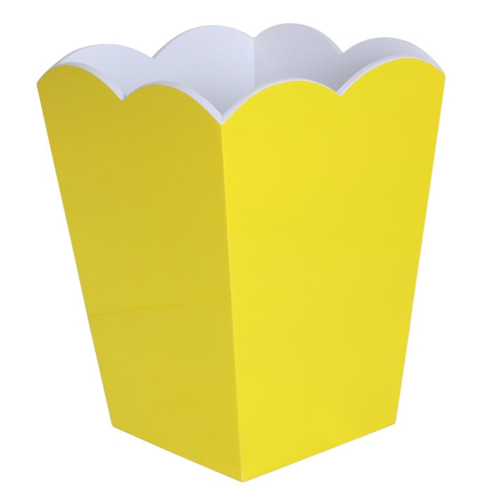 Addison Ross Lacquer Scalloped Waste Bin (Yellow & White)