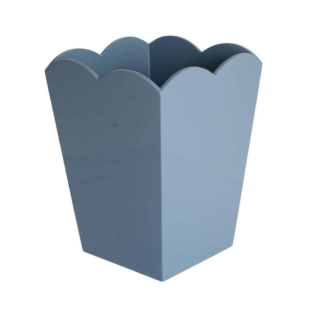 Addison Ross Lacquer Scalloped Waste Bin (Chambray Blue)