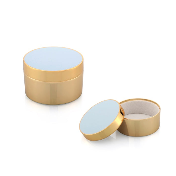 Addison Ross Enamel Trinket Box (Powder Blue & Gold) 3"