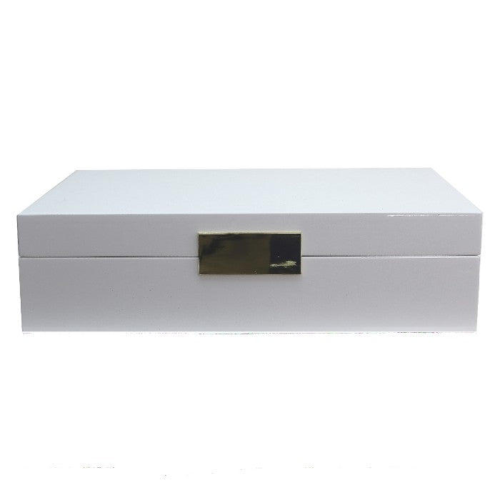 Addison Ross Large White Lacquer Box With Gold