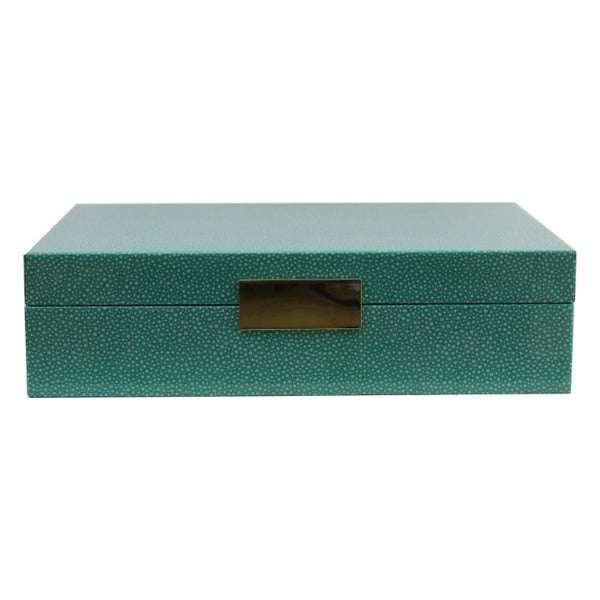 Addison Ross Large Green Shagreen Lacquer Box With Silver