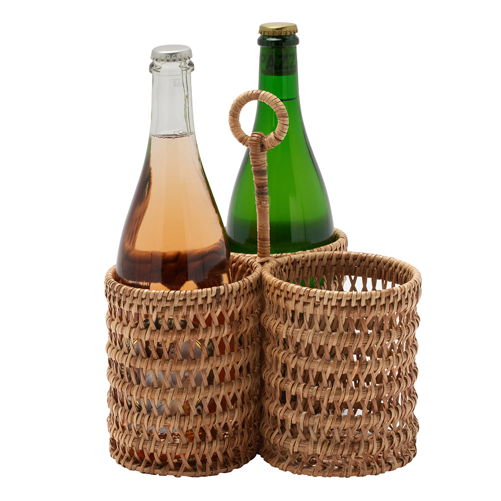 Rattan wine best sale bottle holder