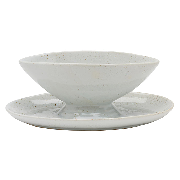 Charles Large Gravy Dish with Plate (White Salt Glaze)