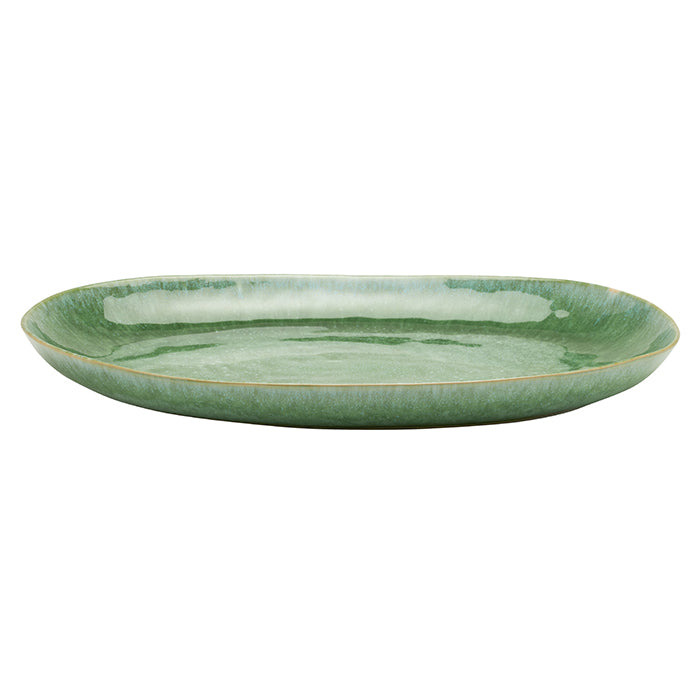 Eloise Speckled Ivory Stoneware Large Serving Platter Set/2 (Emerald Glaze)