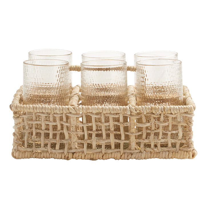 Ericson Bleached Banana Bark Glassware Caddy